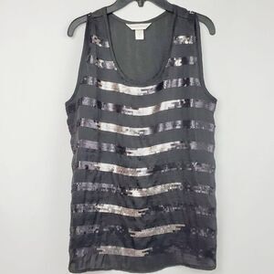 Christopher & Banks SMALL Black Sequin Tank Top